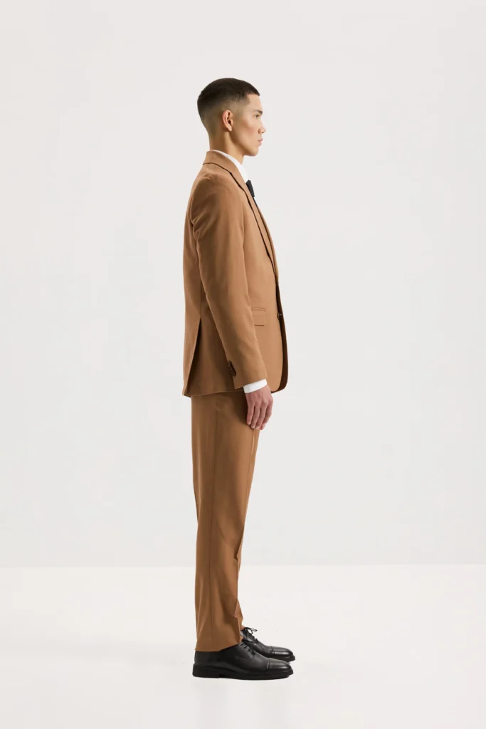 Чоловічий костюм-трійка з вовною теракотовий фактурний be Gentleman 2