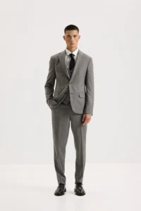 Чоловічий костюм-трійка з вовною сірий в смужку be Gentleman 5