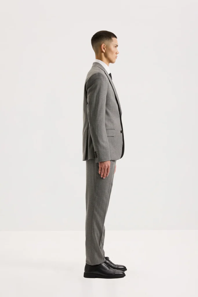 Чоловічий костюм-трійка з вовною сірий в смужку be Gentleman 2