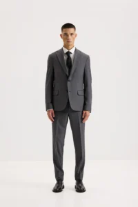 Чоловічий костюм-трійка з вовною сірий з вкрапленнями be Gentleman 5