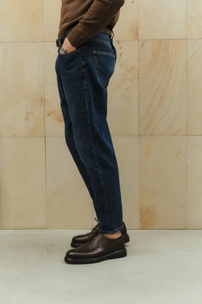 Індиго завужені до низу джинси з вареним ефектом be Gentleman 2