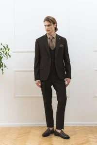 Чоловічий костюм-трійка з вовною коричневий be Gentleman 5