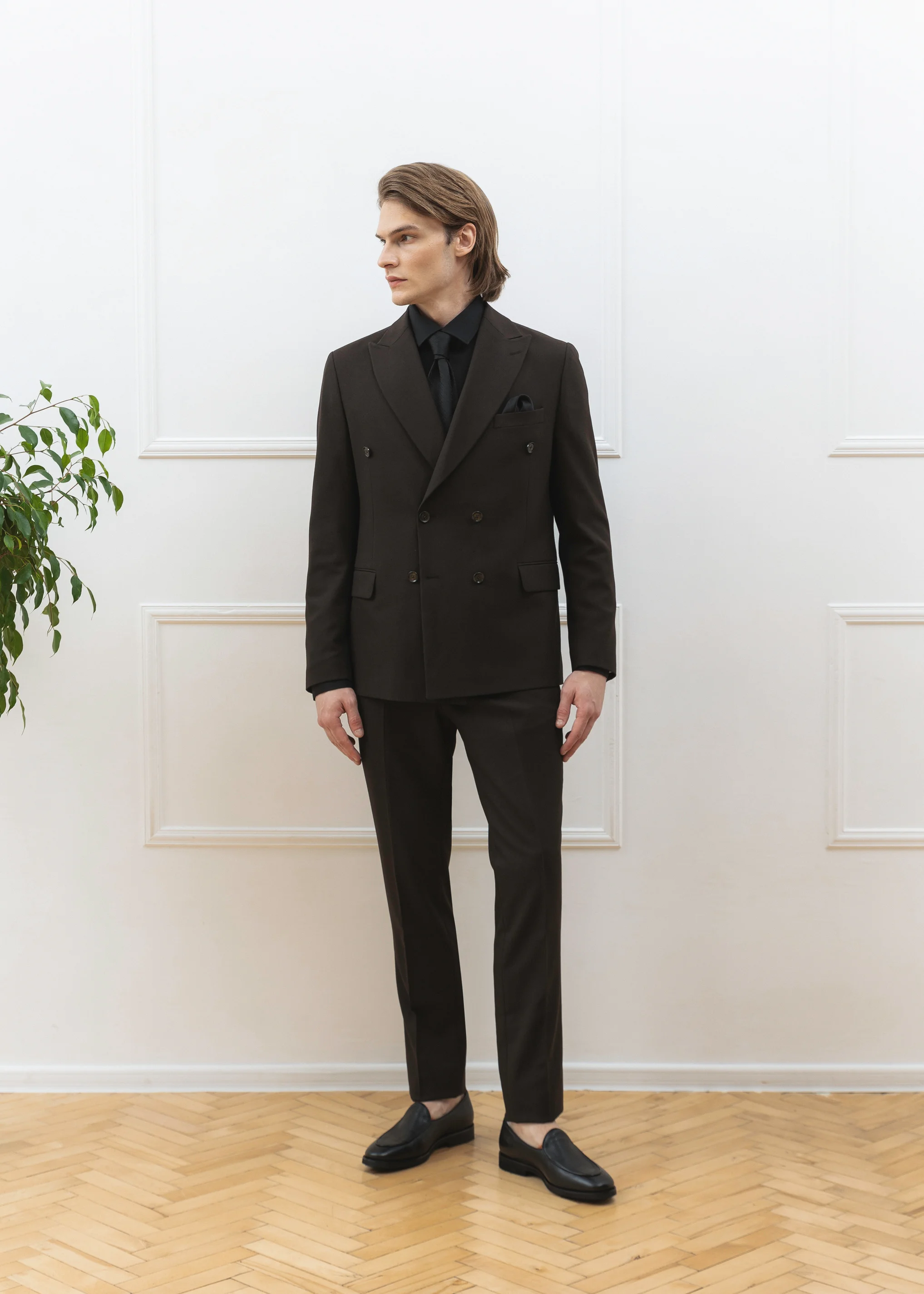 be Gentleman Чоловічий двобортний костюм з вовною коричневий