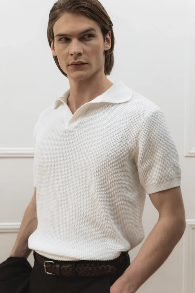 Текстурована сорочка-поло біла be Gentleman 2