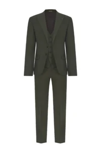 Чоловічий костюм-трійка з вовною оливковий саржевий be Gentleman 5