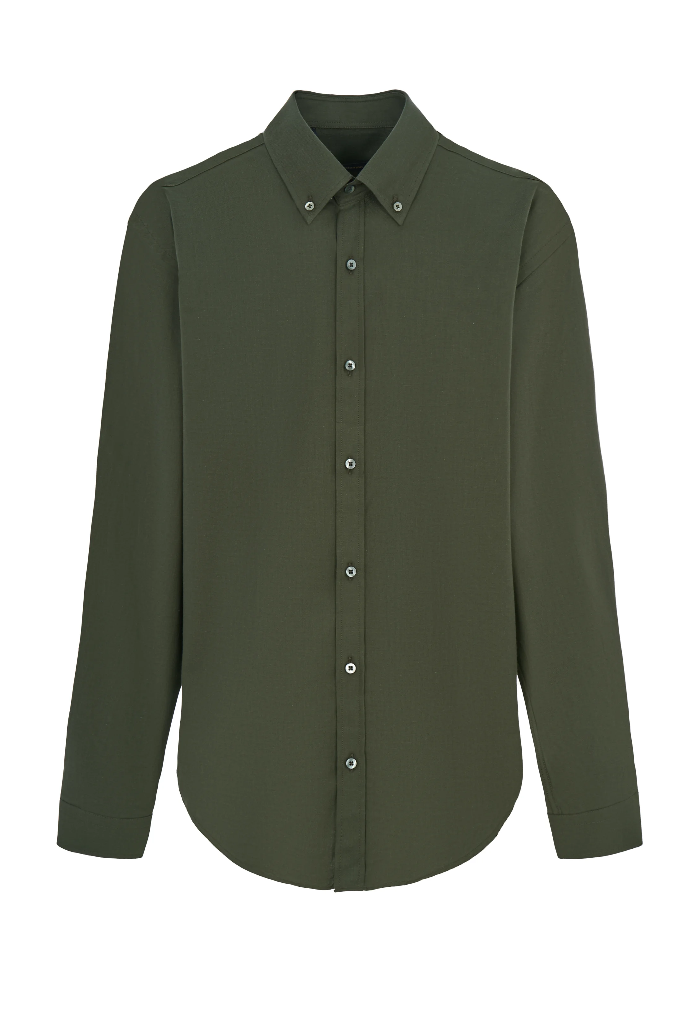 be Gentleman Loose-fitting cotton olive shirt