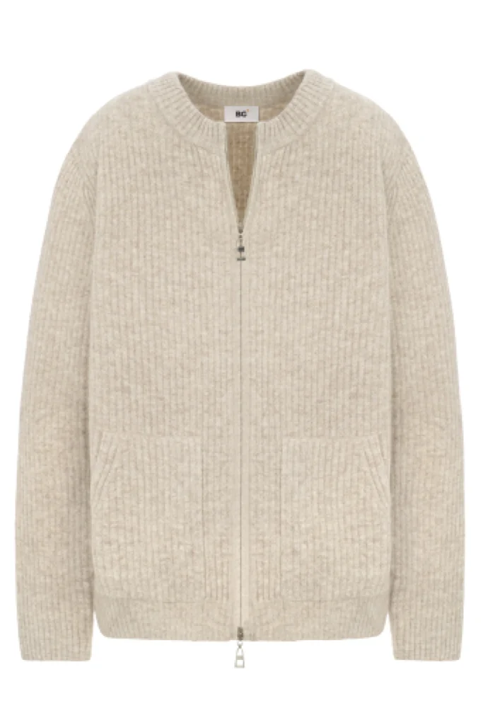 Beige wool cardigan with a zipper be Gentleman 2