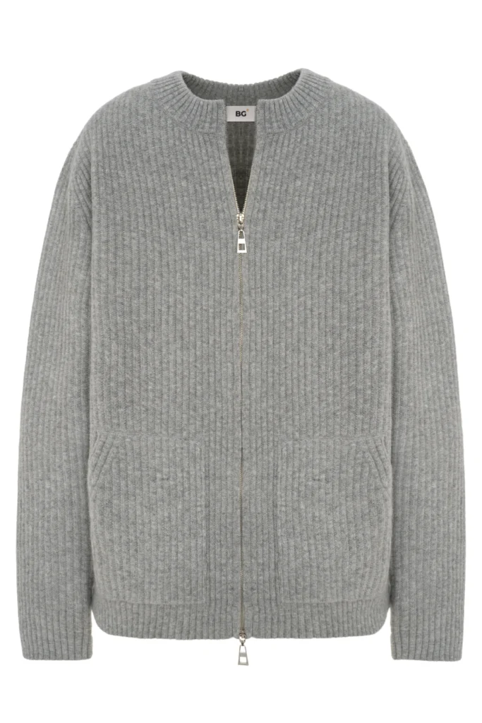 Gray wool cardigan with a zipper be Gentleman 2