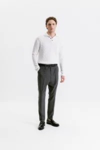 Milk cotton sweater with polo collar be Gentleman 5