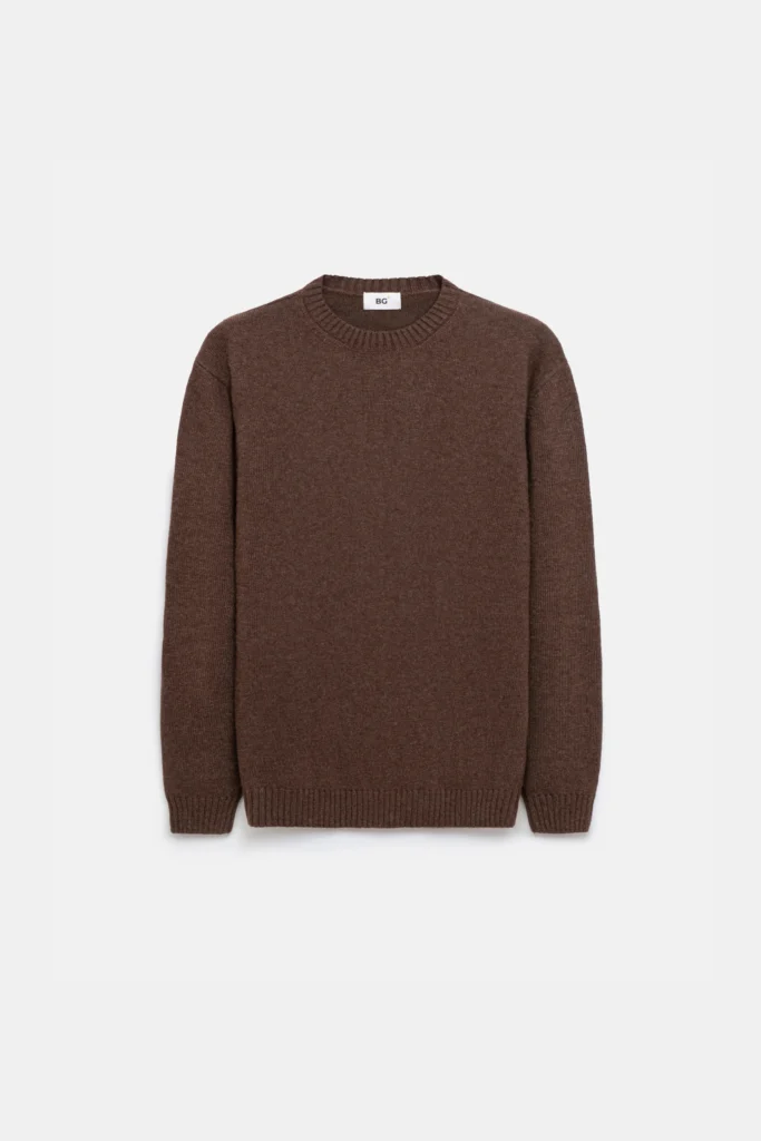 Трикотажний светр із круглим вирізом мокко be Gentleman 2