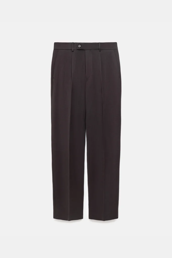 Штани вільного крою на основі вовни із защипами шоколадні be Gentleman 2