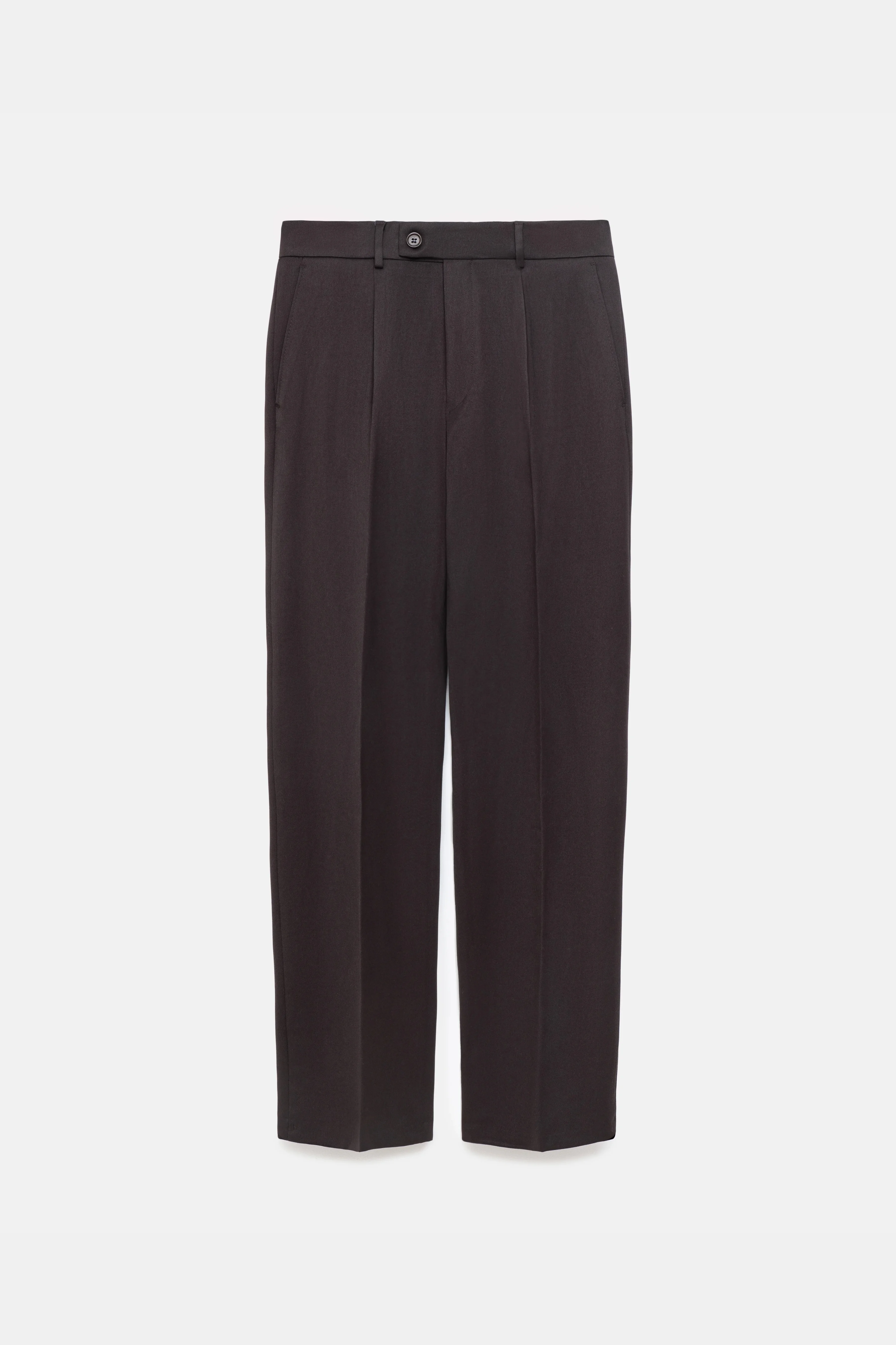 Штани вільного крою на основі вовни із защипами шоколадні