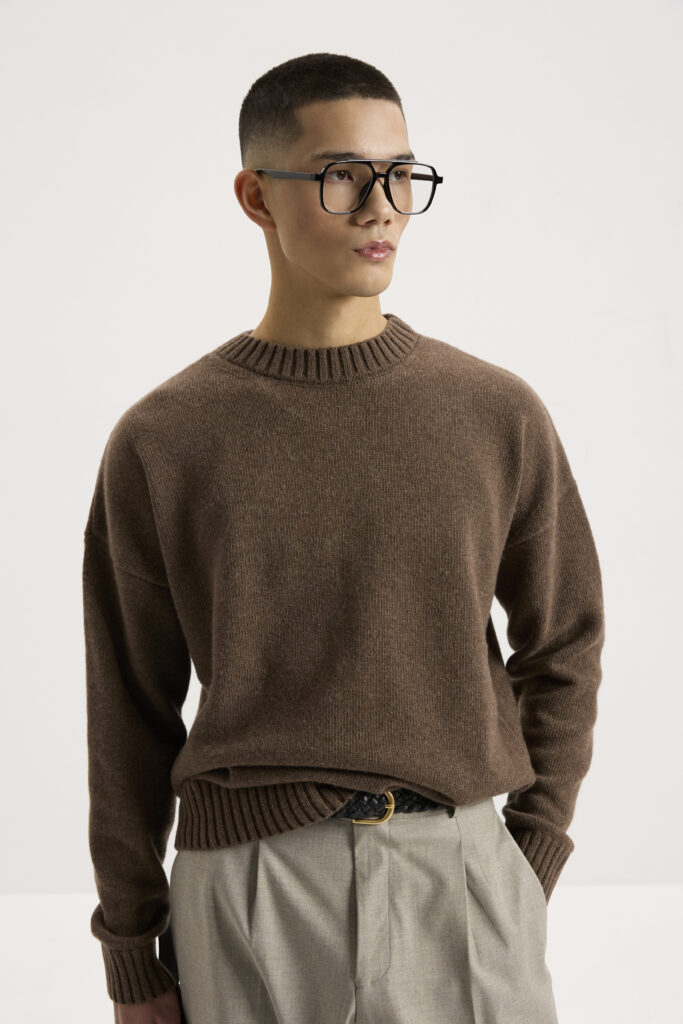 Трикотажний светр із круглим вирізом мокко be Gentleman 2