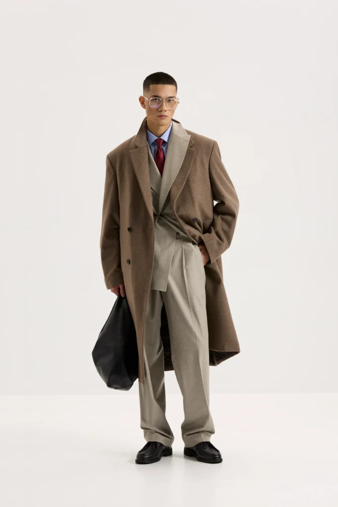 Пальто з вовною вільного крою бежеве be Gentleman 2