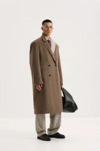 Пальто з вовною вільного крою бежеве be Gentleman 5
