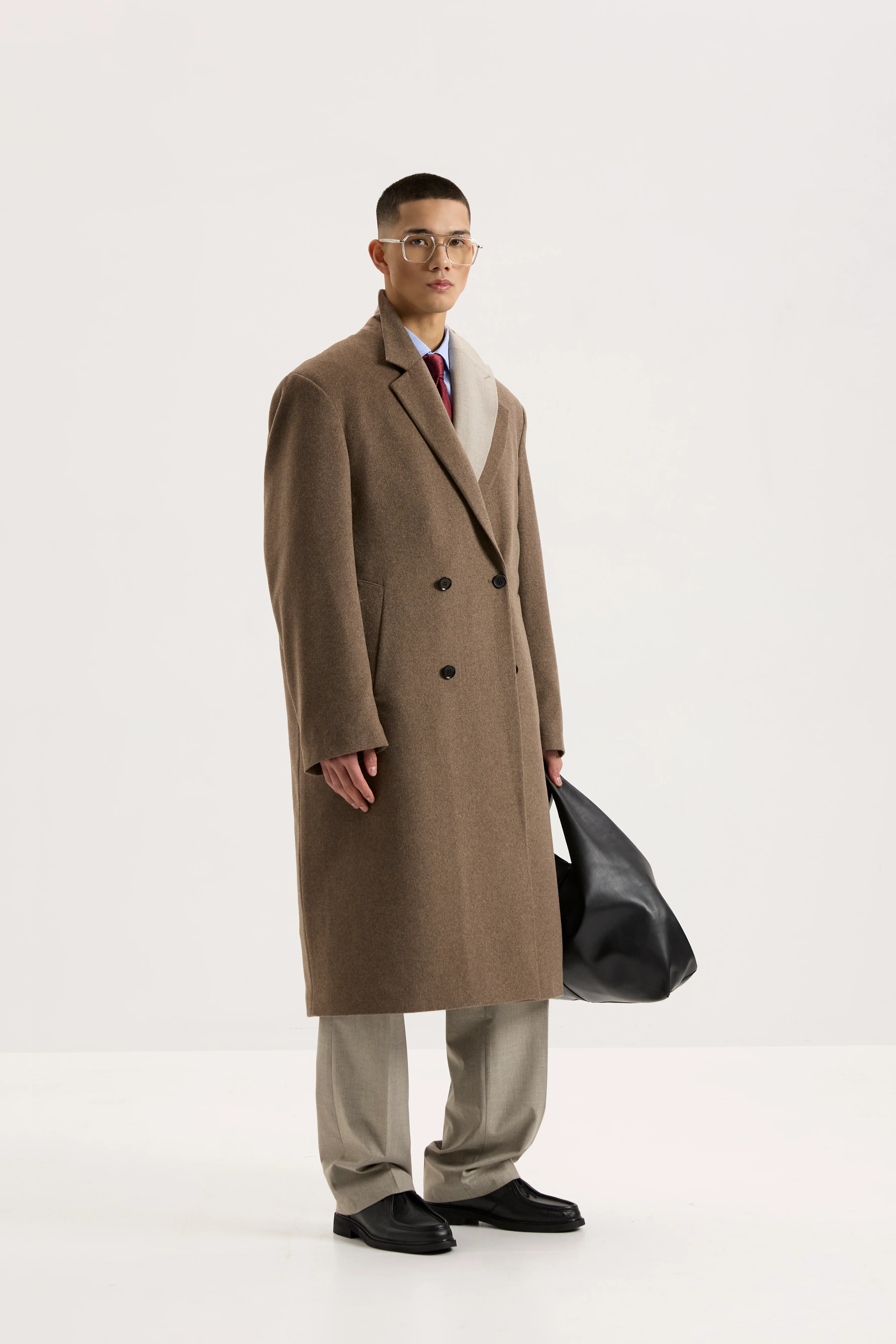 be Gentleman Пальто з вовною вільного крою бежеве