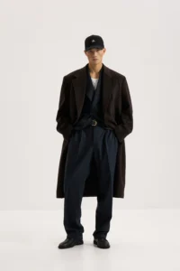 Пальто з вовною вільного крою коричневе be Gentleman 5