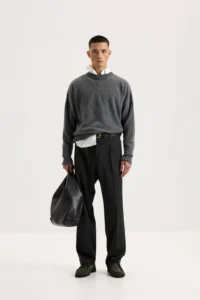 Трикотажний светр із круглим вирізом сірий be Gentleman 5