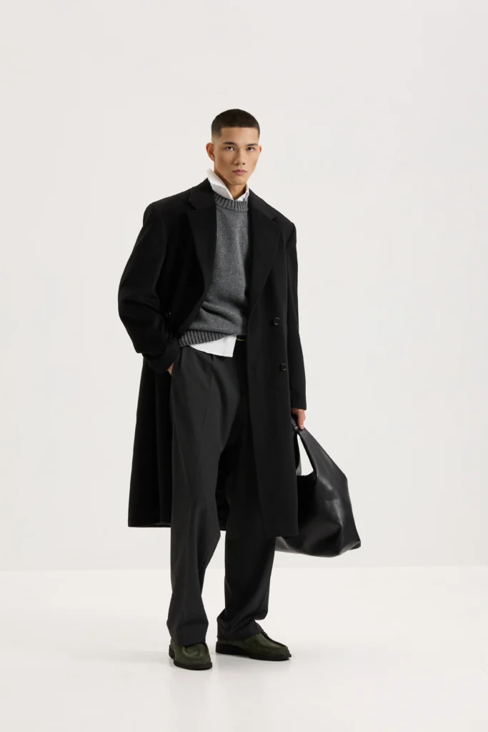 Loose-fitting wool coat in black be Gentleman 2
