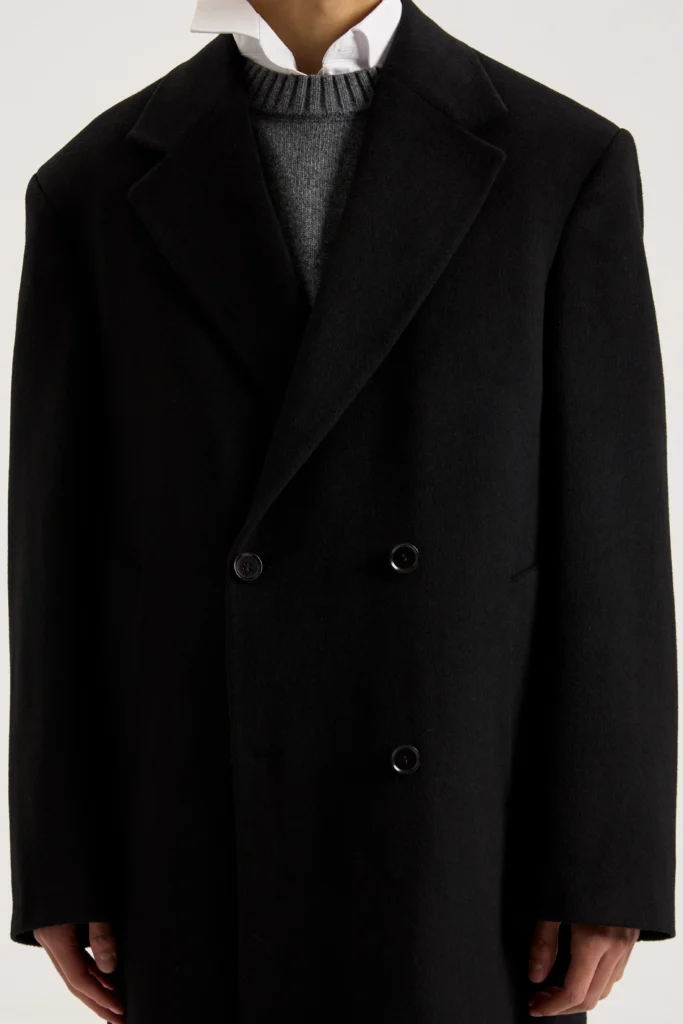 Loose-fitting wool coat in black be Gentleman 2