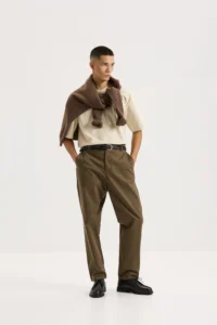 Штани-чіноси прямого крою хакі be Gentleman 5