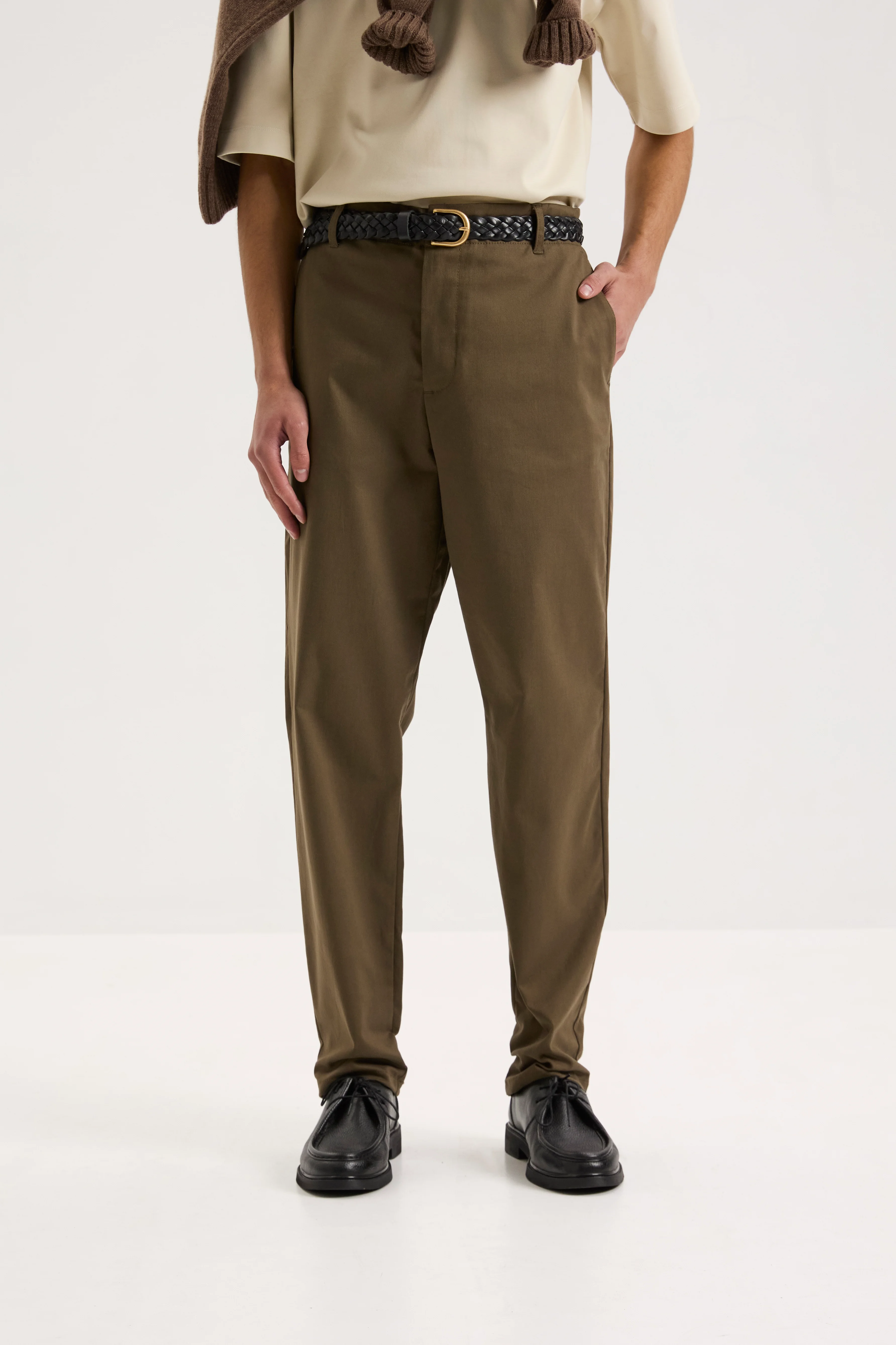 be Gentleman Штани-чіноси прямого крою хакі