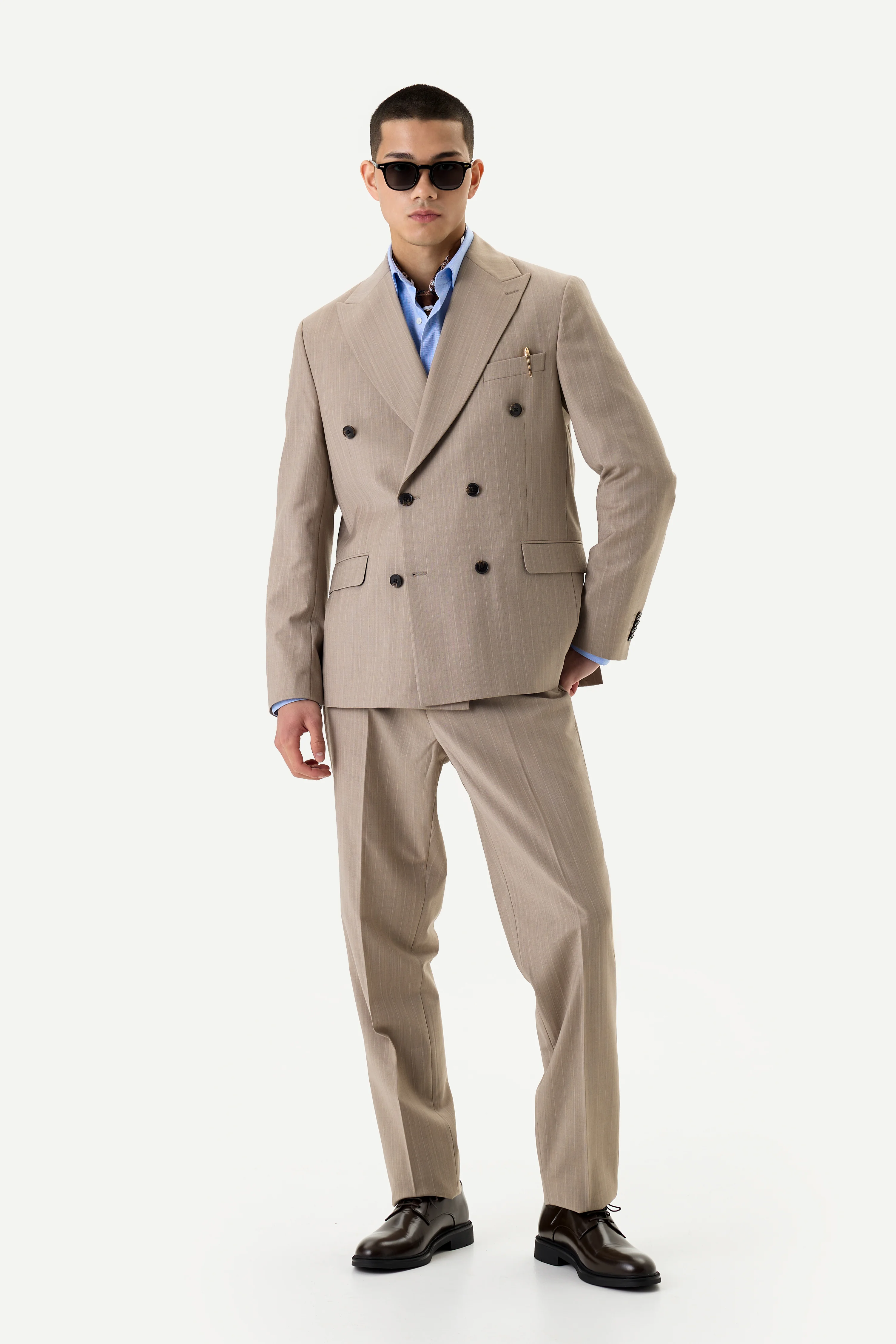 be Gentleman Костюм Sand Stripe Double двобортний беж в смужку