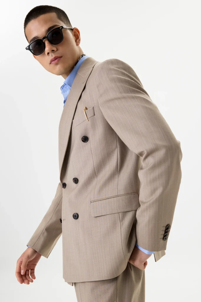Костюм Sand Stripe Double двобортний беж в смужку be Gentleman 2
