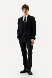 Костюм-трійка зі 100% шерсті чорного кольору be Gentleman 5