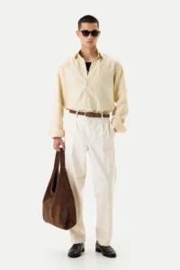 Pale yellow shirt made of 100% Italian linen be Gentleman 5