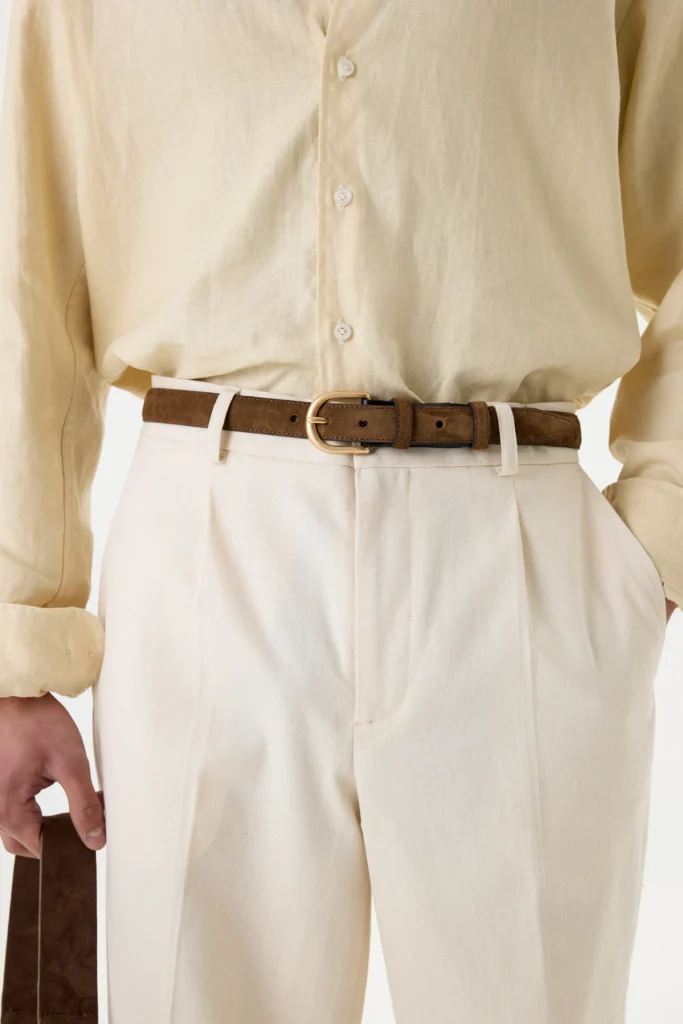 Штани завужені до низу бавовняні молочні be Gentleman 2