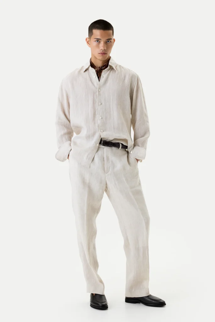 Штани прямого крою лляні сірі be Gentleman 2