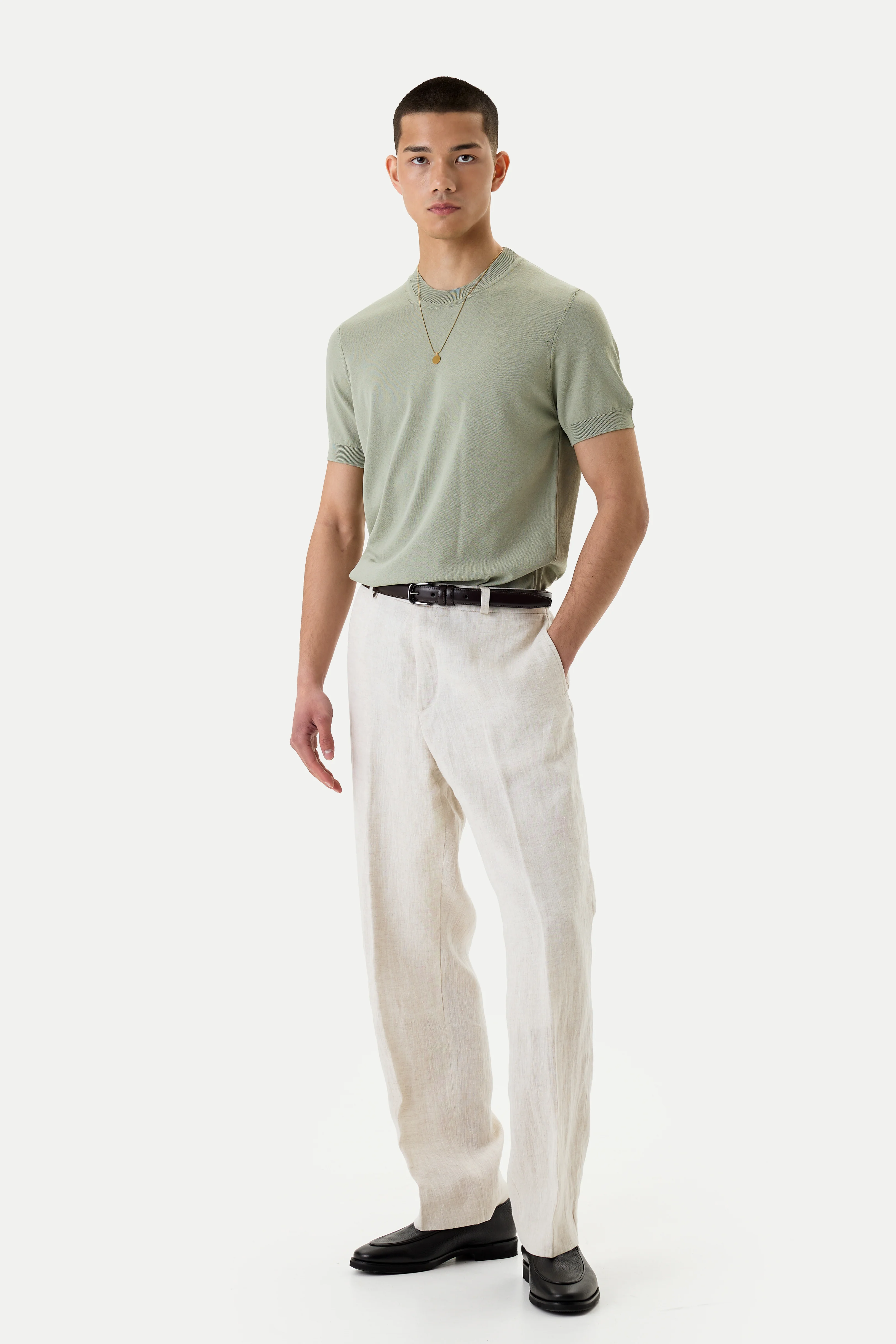 Штани прямого крою лляні сірі