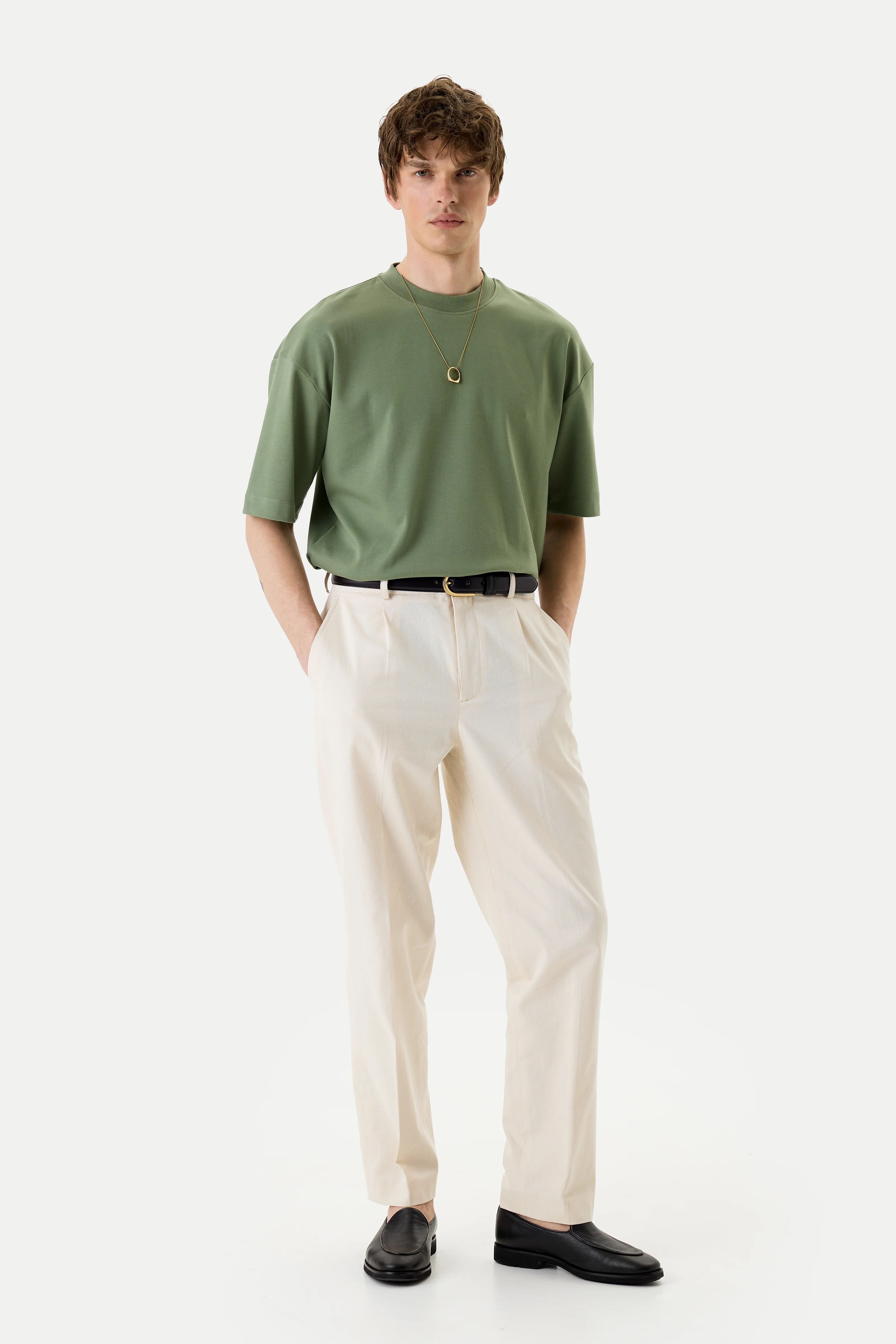 be Gentleman Футболка бавовняна оливкового кольору