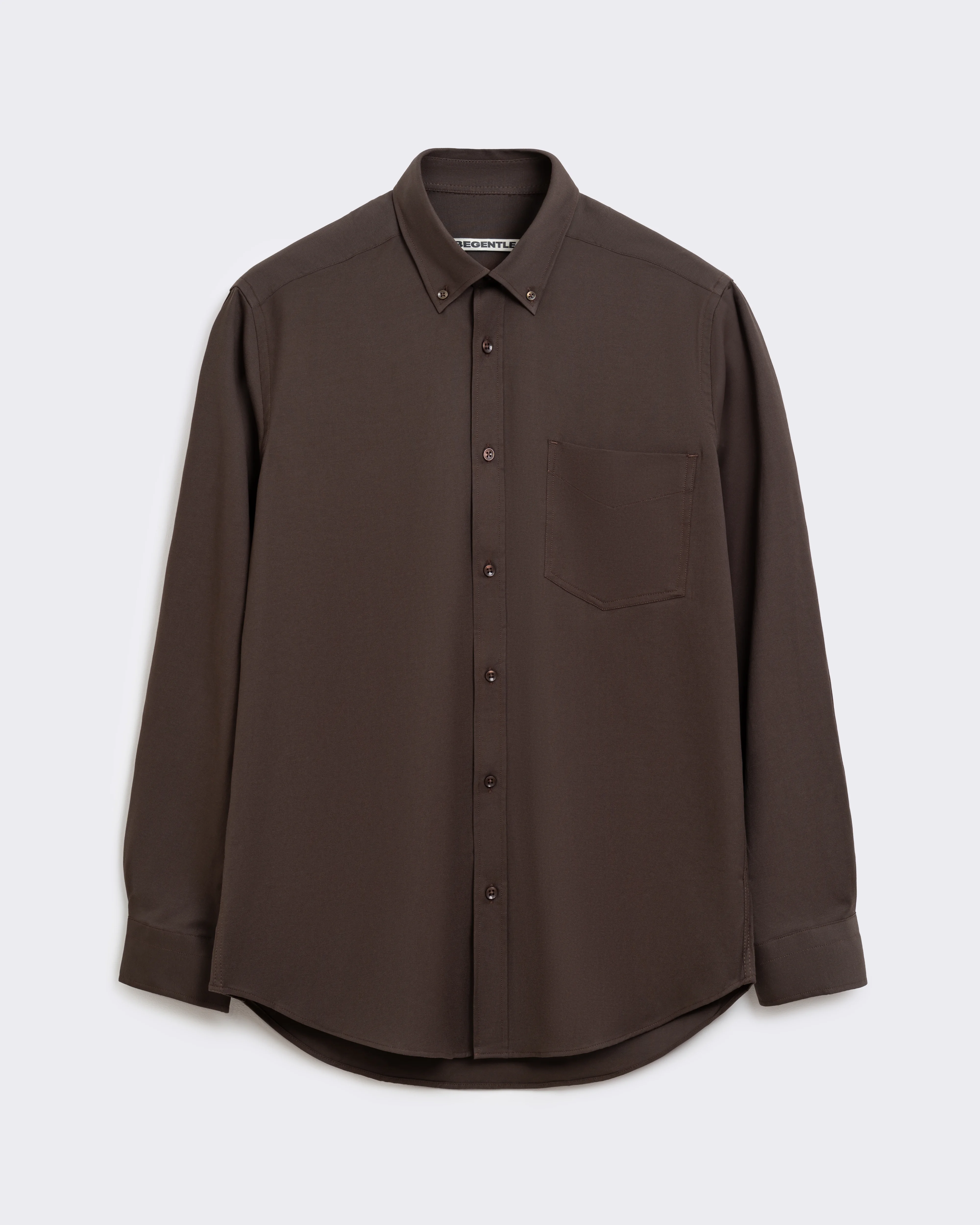 be Gentleman Сорочка-оксфорд шоколадна з кишенею