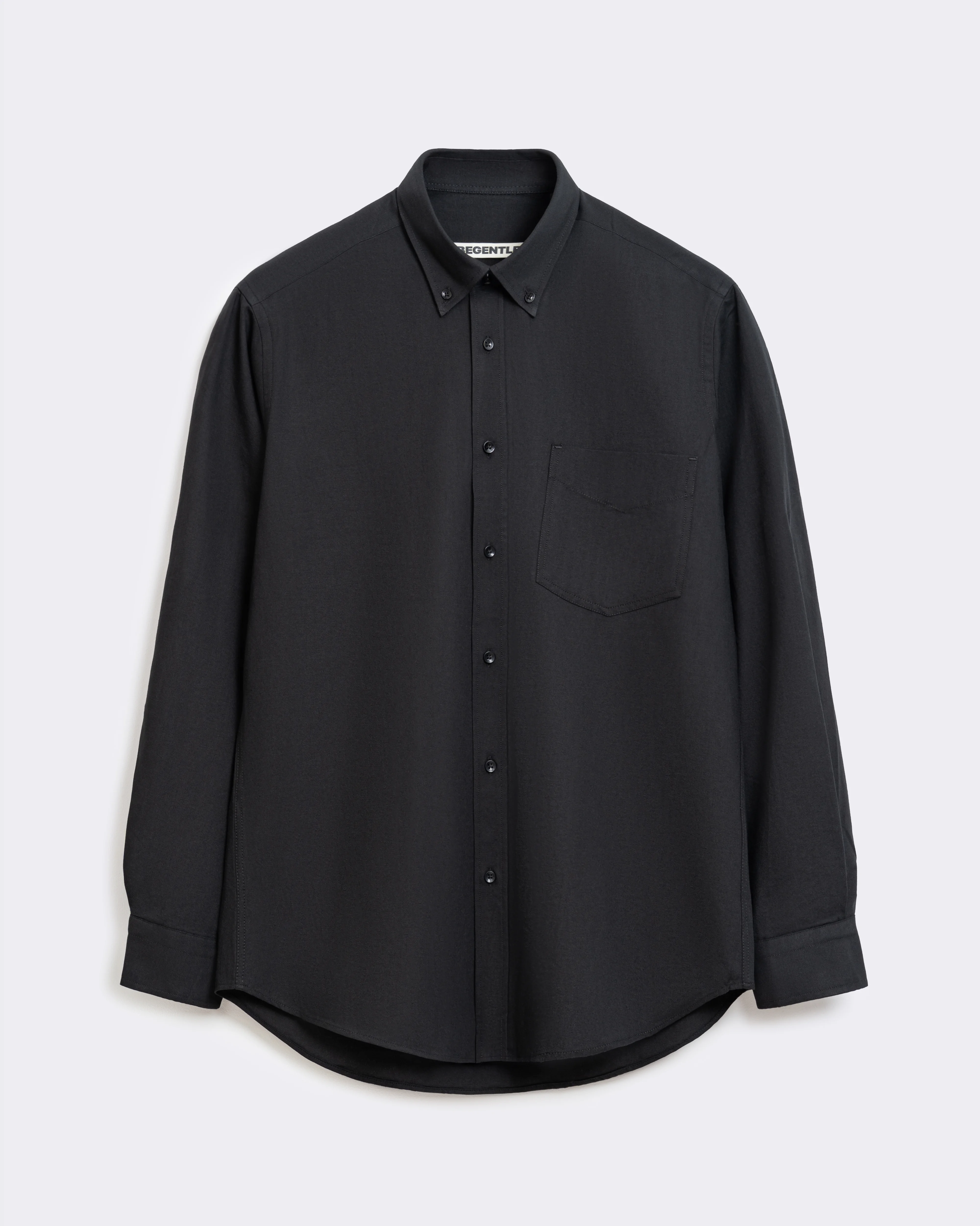 Сорочка-оксфорд чорна з накладною кишенею